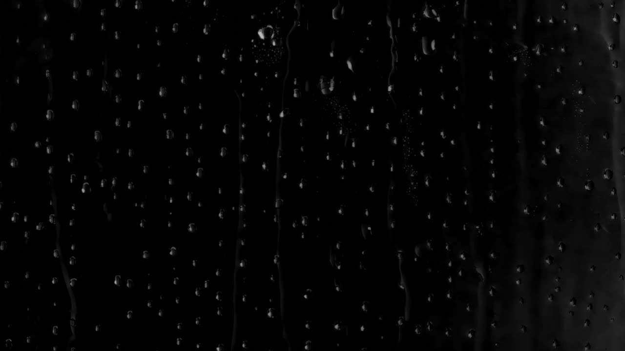 Glistening raindrops on glass animated overlay, transparent 4K video, alpha channel, ProRes 4444
