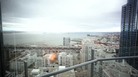 Cityscape view from window