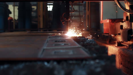 plasma cutting machine during operation on metal sheet