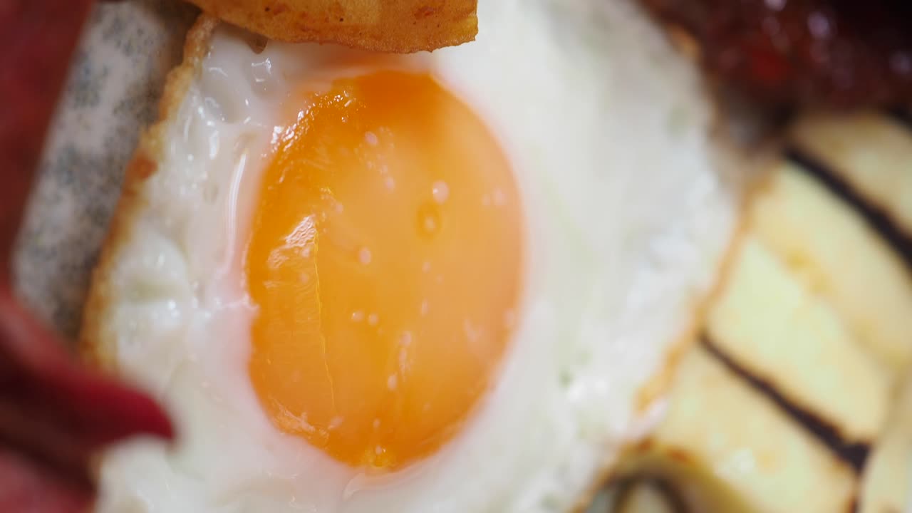 Fried egg close up