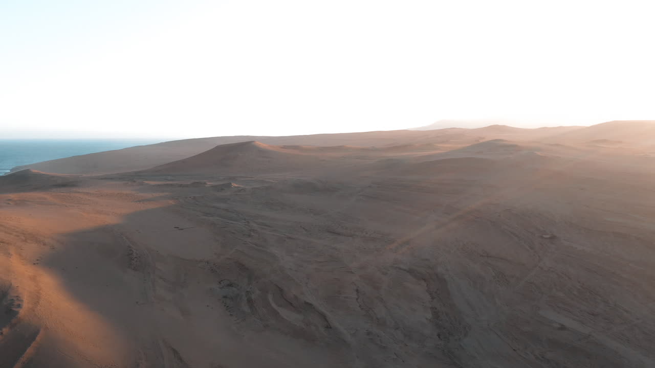 Paracus, Peru, drone footage. Sunset.