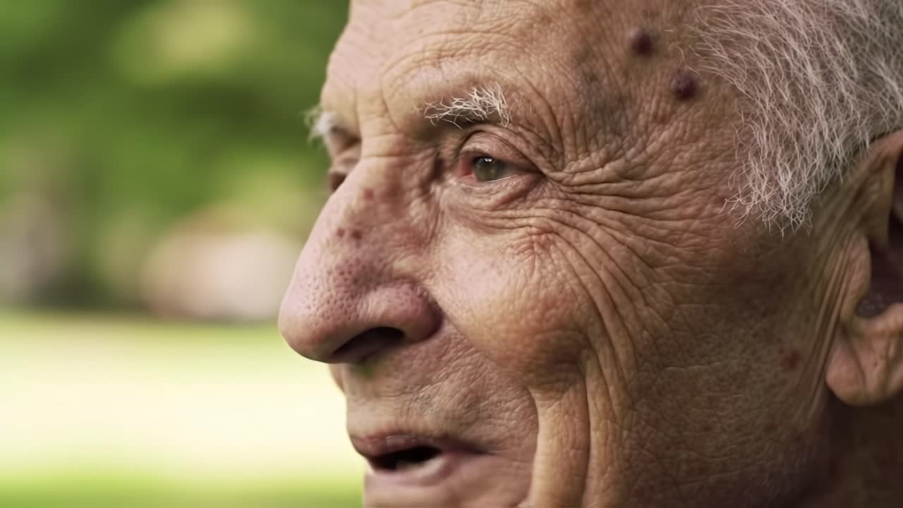 A Portrait of Wisdom: Capturing the Expressions and Emotions of an Elderly Man in Natural Light During a Tranquil Outdoor Setting