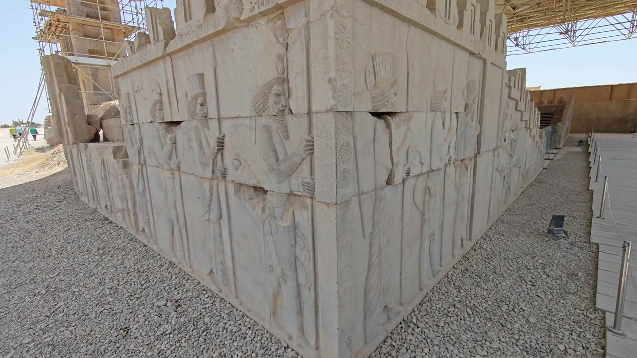 Ancient Stone Bas-Relief Carvings at Persepolis Archaeological Site