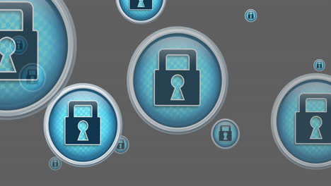 animación de los iconos de candados de seguridad en línea que se mueven sobre un fondo gris