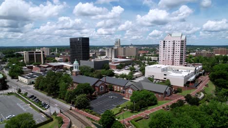 aerial pullout augusta georgia skyline in 4k