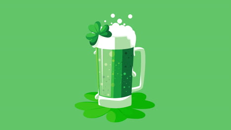 green beer in a mug with shamrock