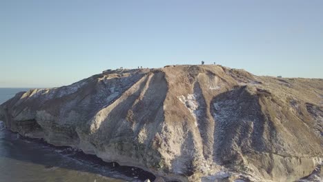 drone aerial view of buljberg in north jutland, denmark (pan down)