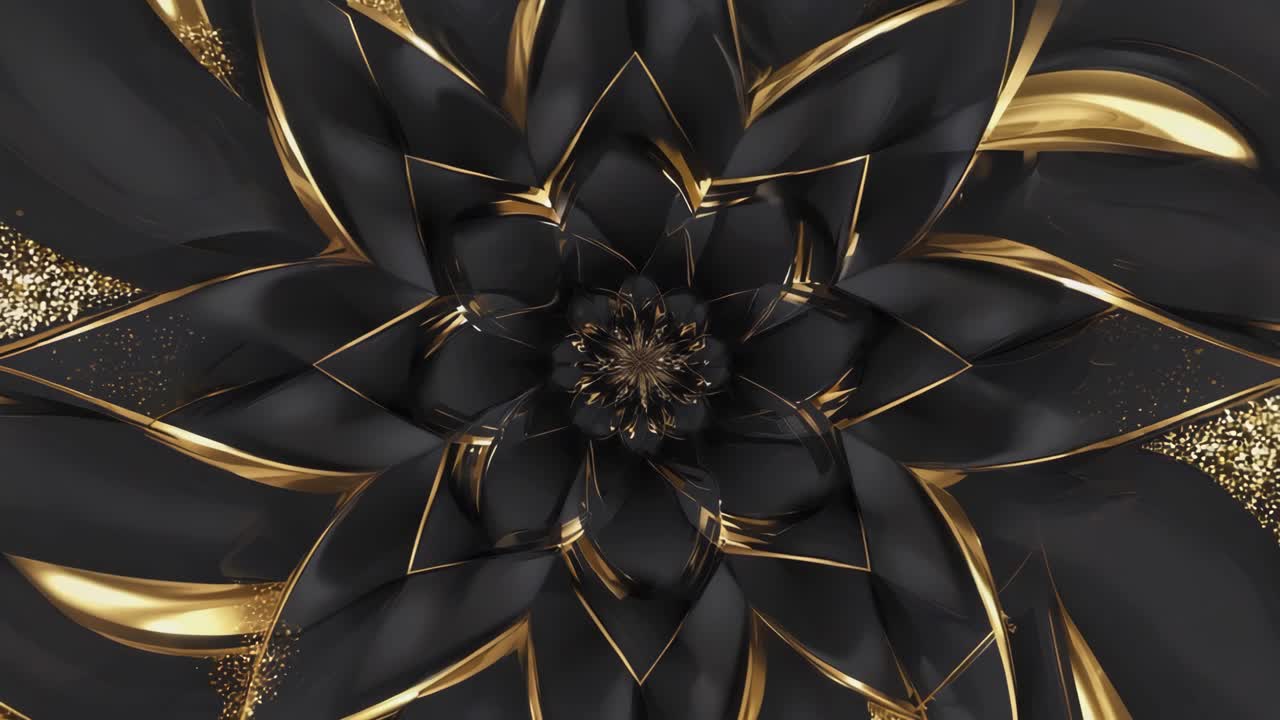 Abstrakt sort og guld blomst