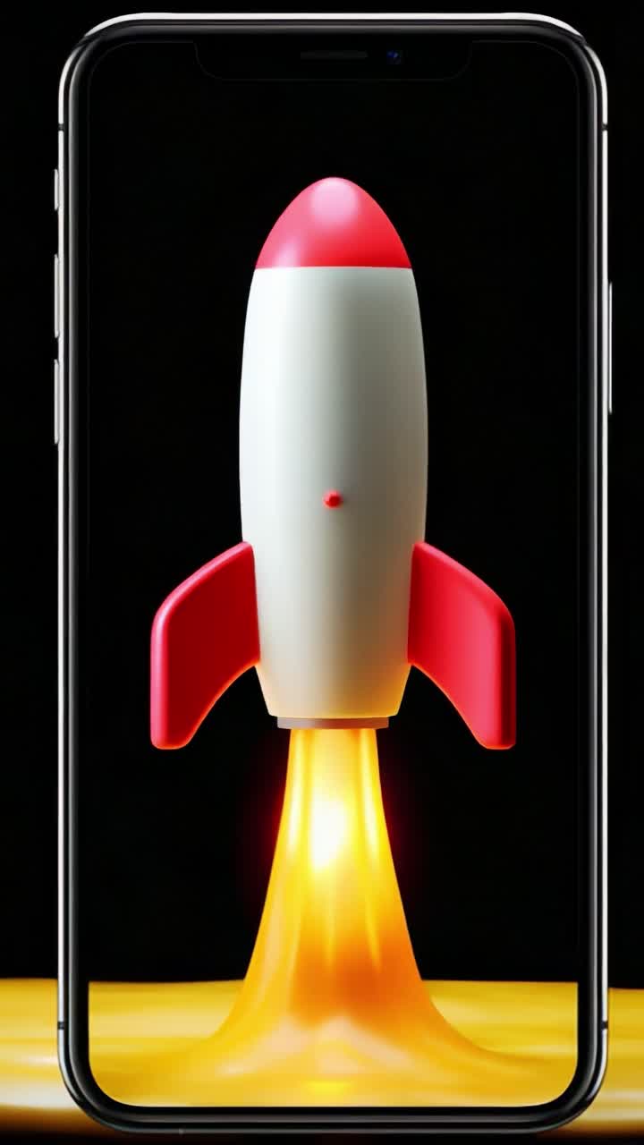 A Stunning Visual of a Retro Rocket Launching from a Mobile Device, Capturing the Essence of Creativity and Innovation in Design, Blending Nostalgia with Modern Technology for a Captivating Experience