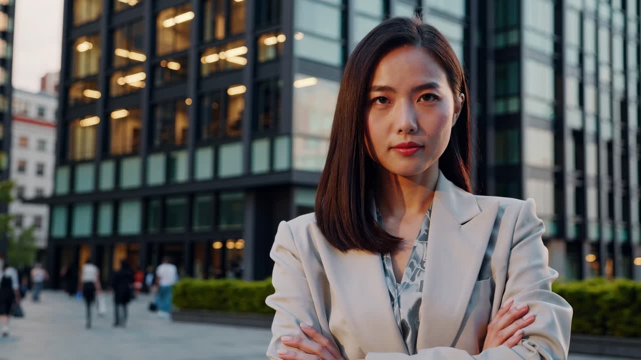 城市背景下的自信商务女性