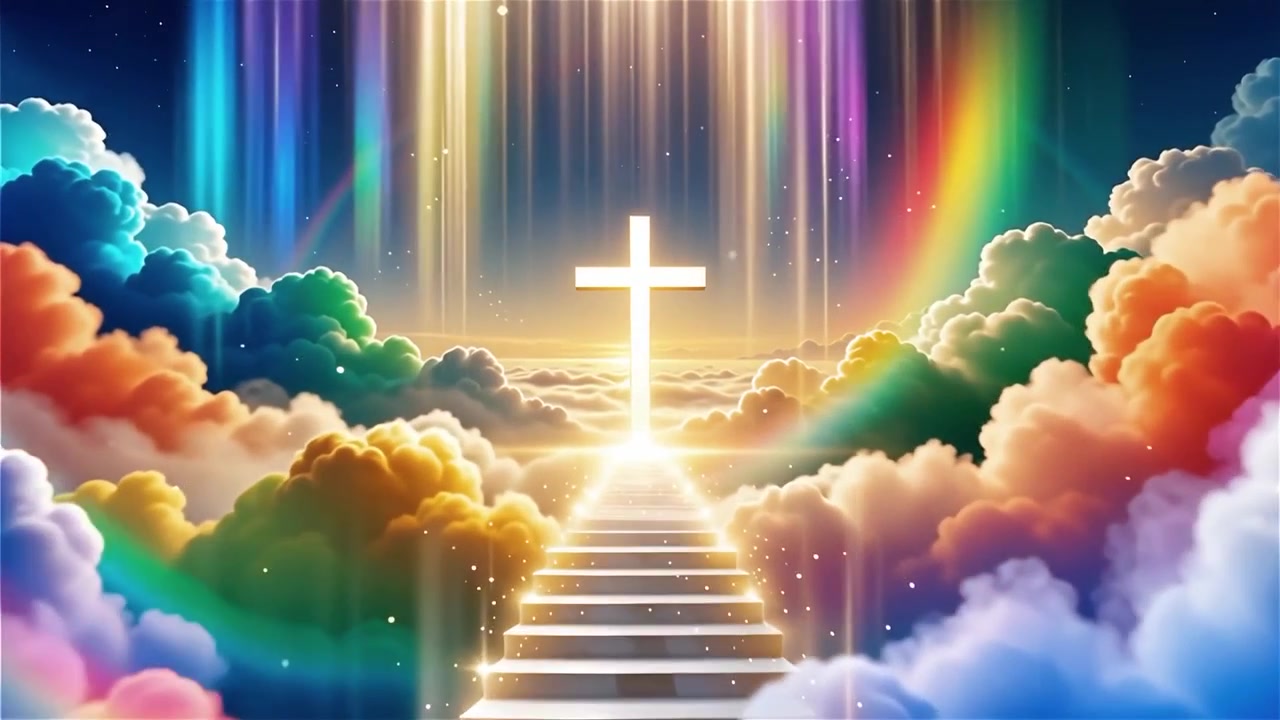 Christian Cross Heavenly Light Worship Background