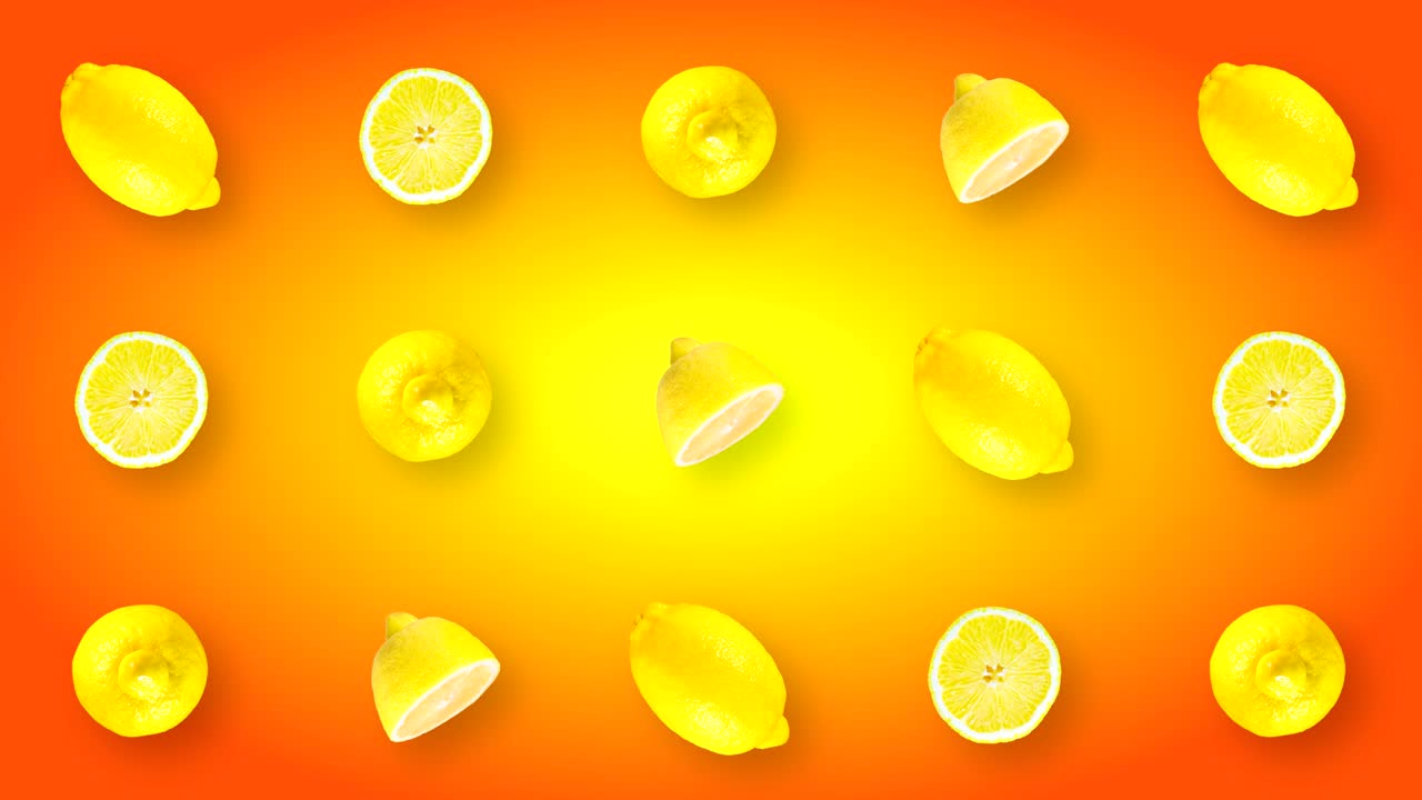 Looping animated abstract video with rotating lemons