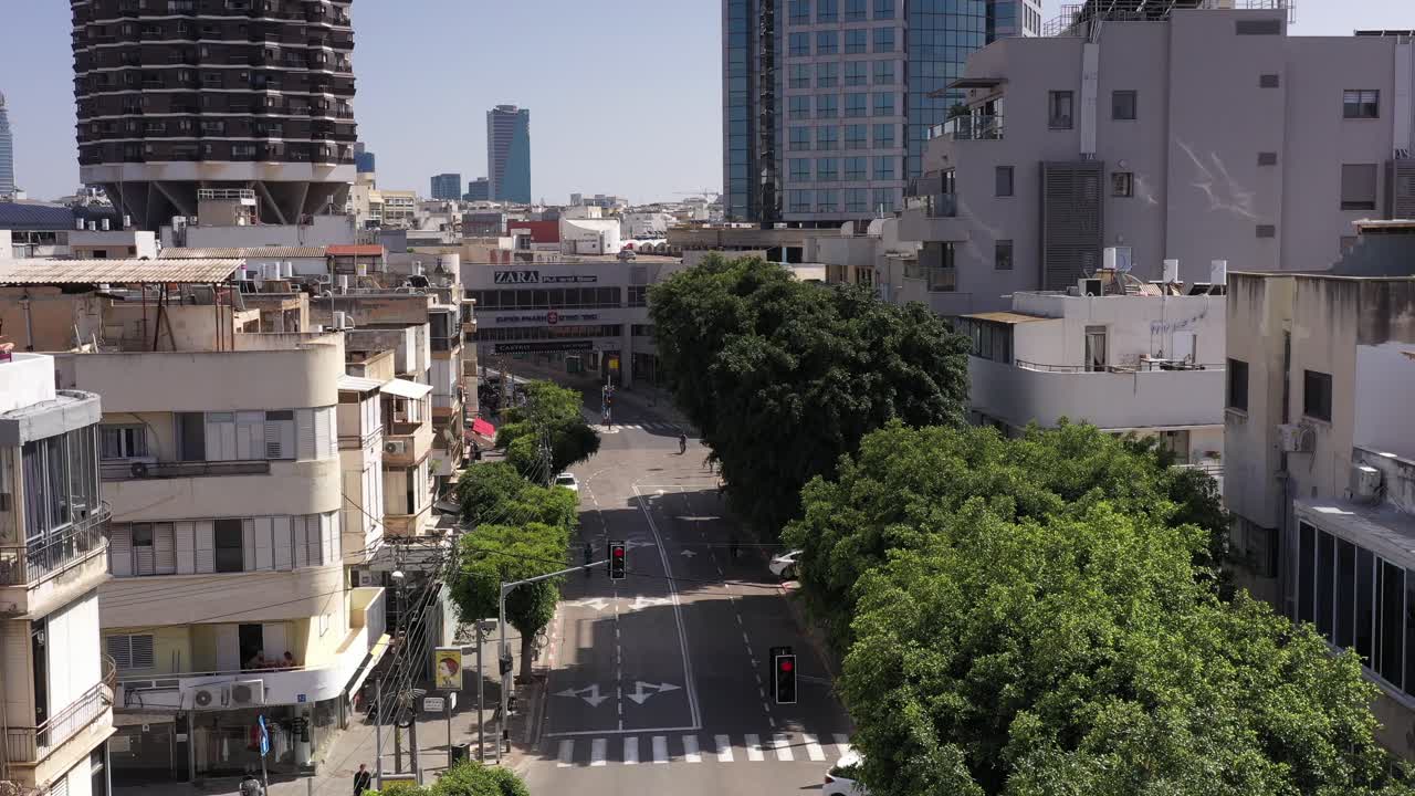 City Street View with Pedestrians