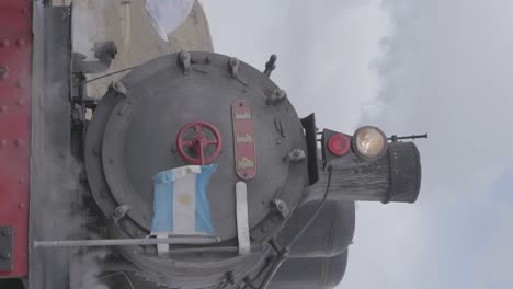 a vintage steam engine locamotive in patagonia, argentina