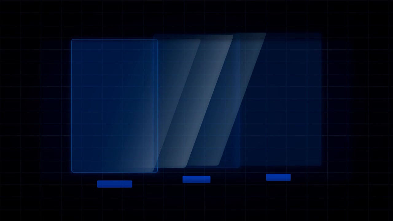Abstract Digital Interface with Moving Blue Rectangular Panels