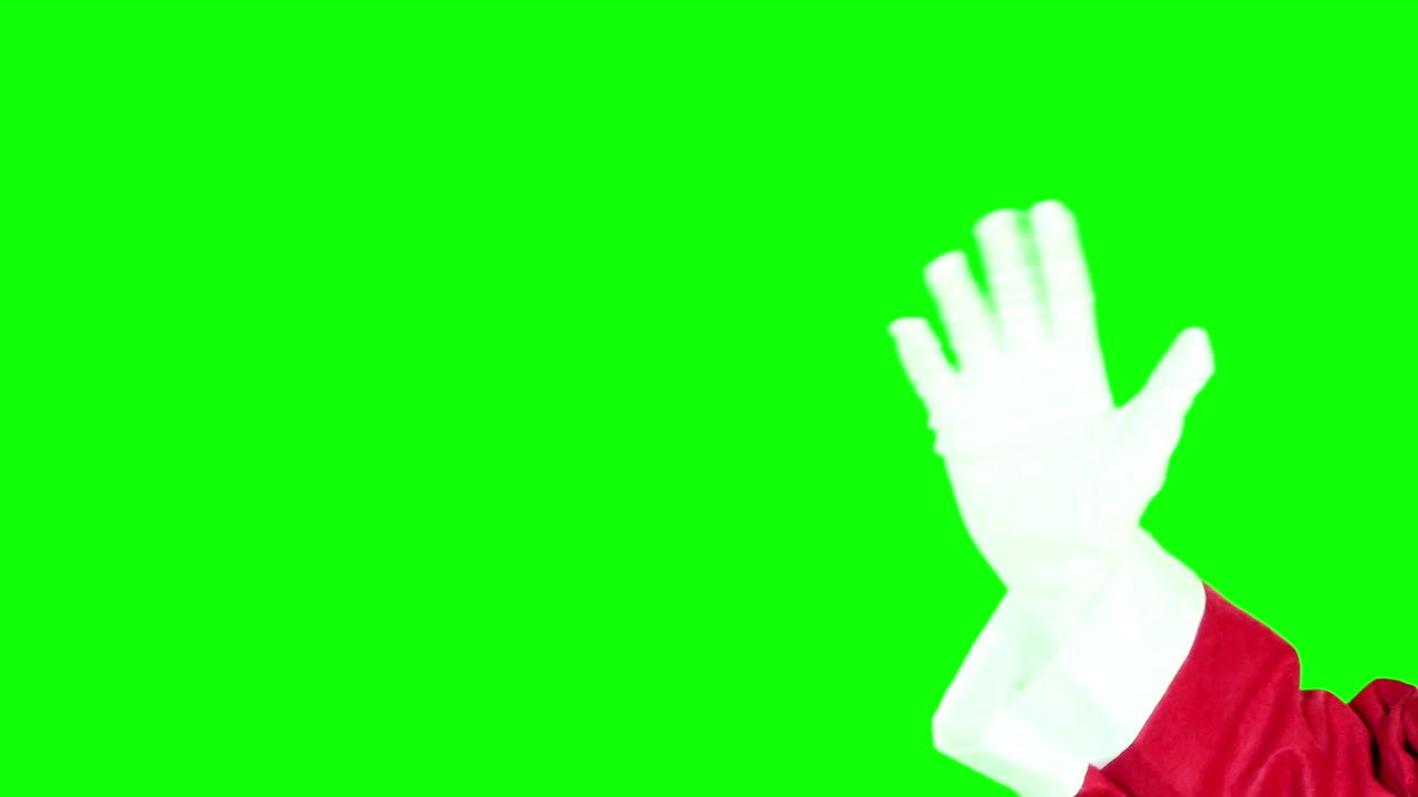 손을 흔들고 산타클로스 크리스마스 인사 녹색 스크린 4k 크로마 키 비디오