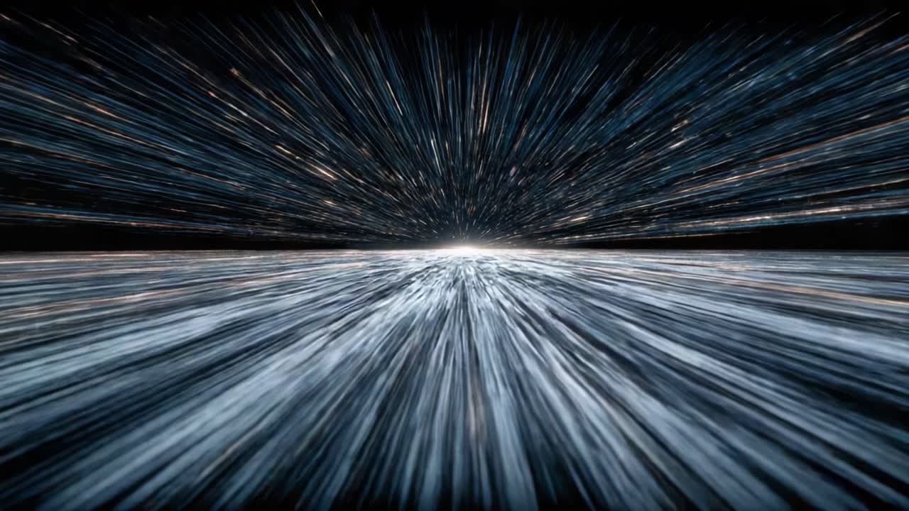 A Visual Journey Through Space: Dynamic Motion of Light and Energy Creating an Impressive Perspective of Cosmic Expansion and Speed in the Universe