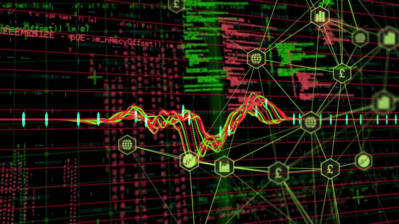 Animation of network of connections over data processing