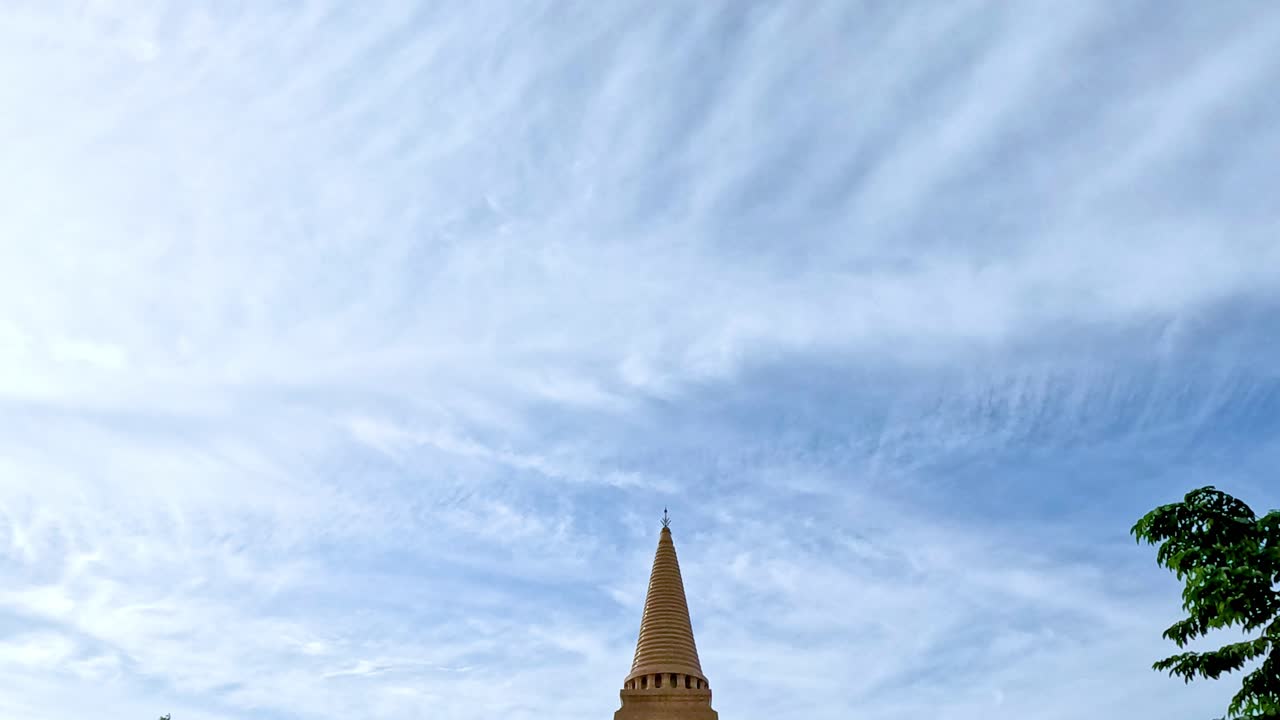 Temple with dynamic clouds in the background