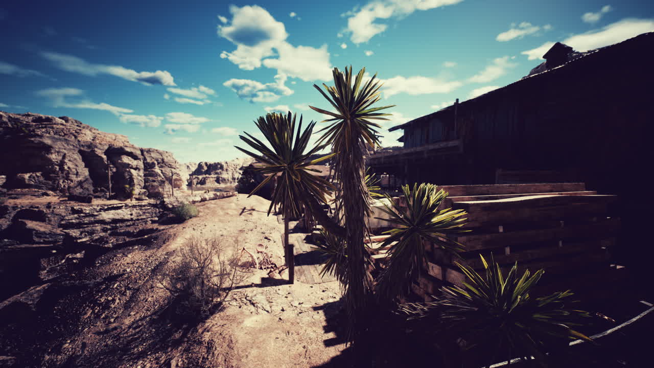 A deserted building in the desert