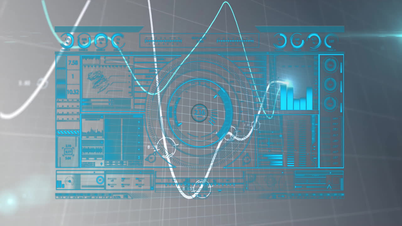 Animating graphs and analyzing data on futuristic digital interface