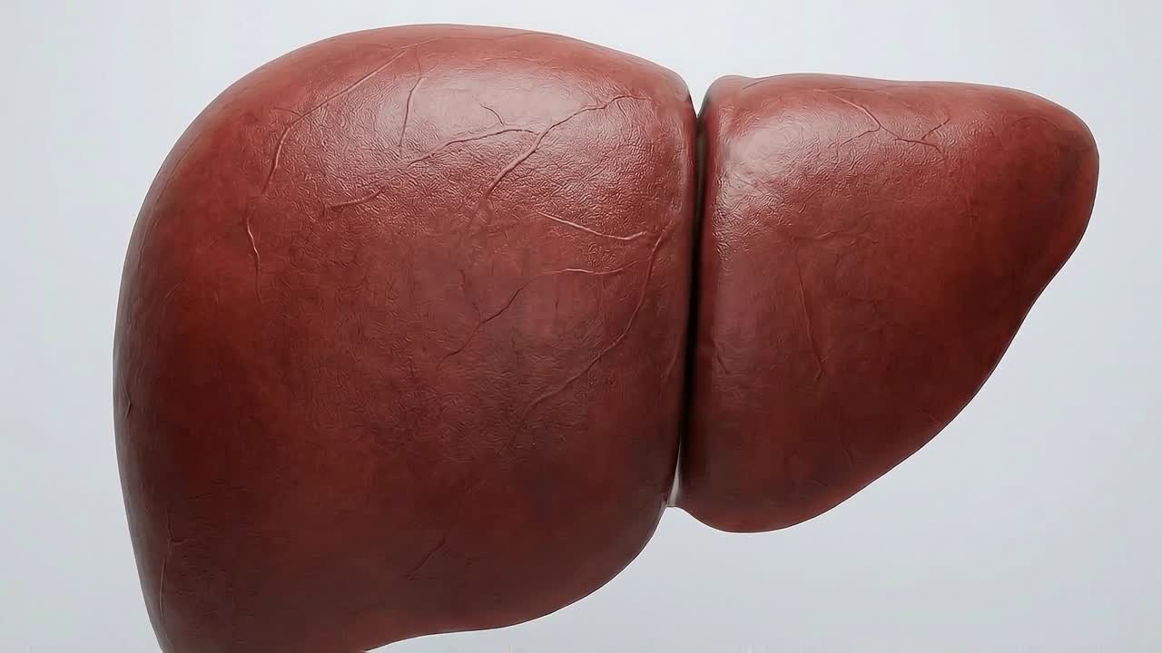 Realistic human liver isolated on white background showing detailed organ texture and medical accuracy