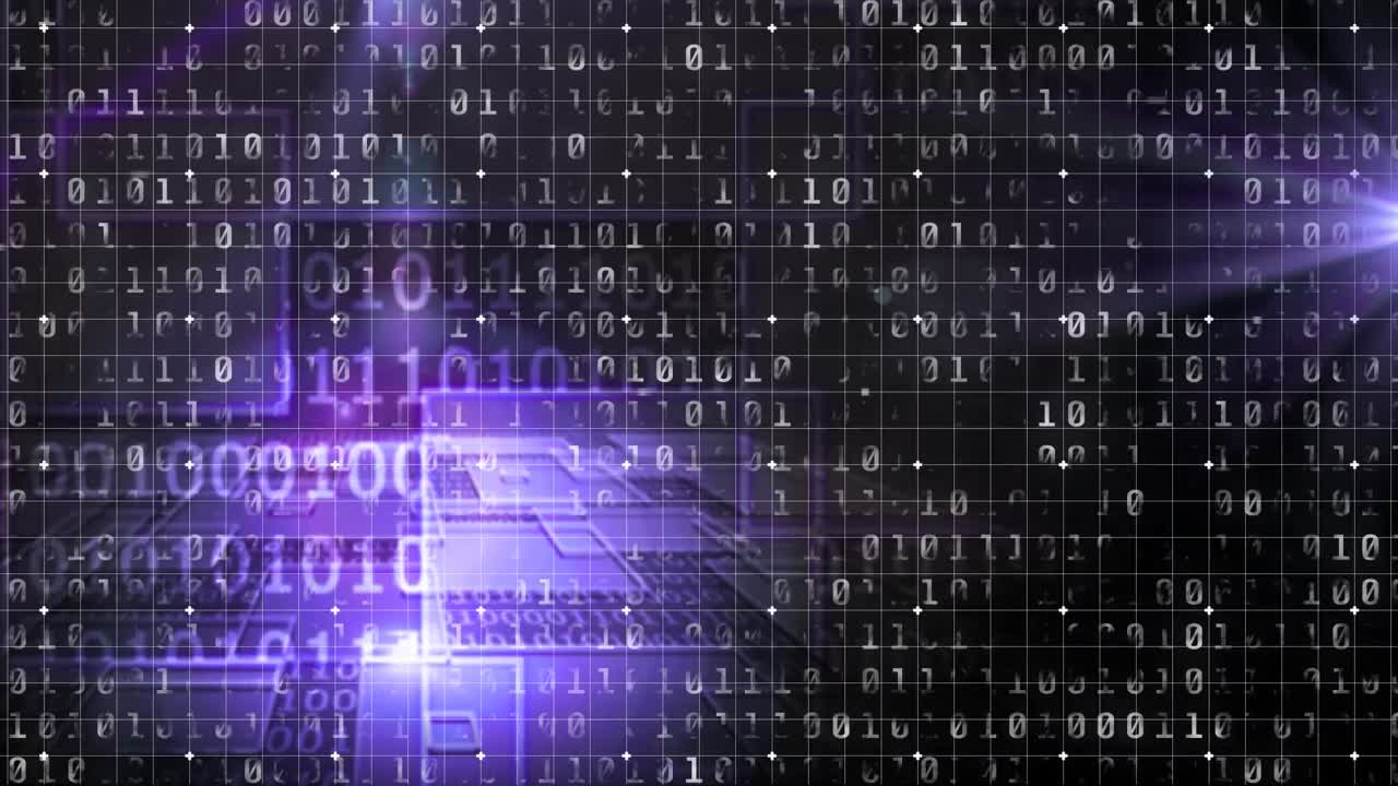 animación del procesamiento de datos sobre un fondo negro