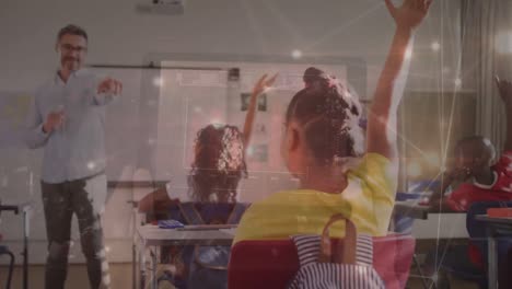 animación de la red de conexiones entre maestros caucásicos y estudiantes diversos