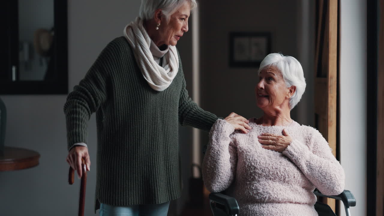 고령 여성,  ⁇ 체어와 오래된 친구들