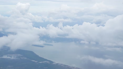 nature sky from airplane with clouds outdoor in summer daytime