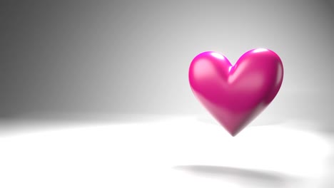 objeto en forma de corazón rosado pulsante en el espacio de texto blanco.