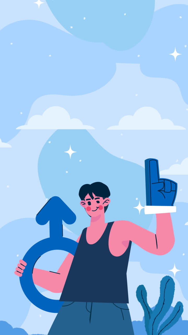 gráfico en movimiento de ilustración plana para el día de los hombres en español