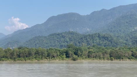 River-With-Lush-Green-Forest-In-The-Mountains-At-Uttrakhand-In-India