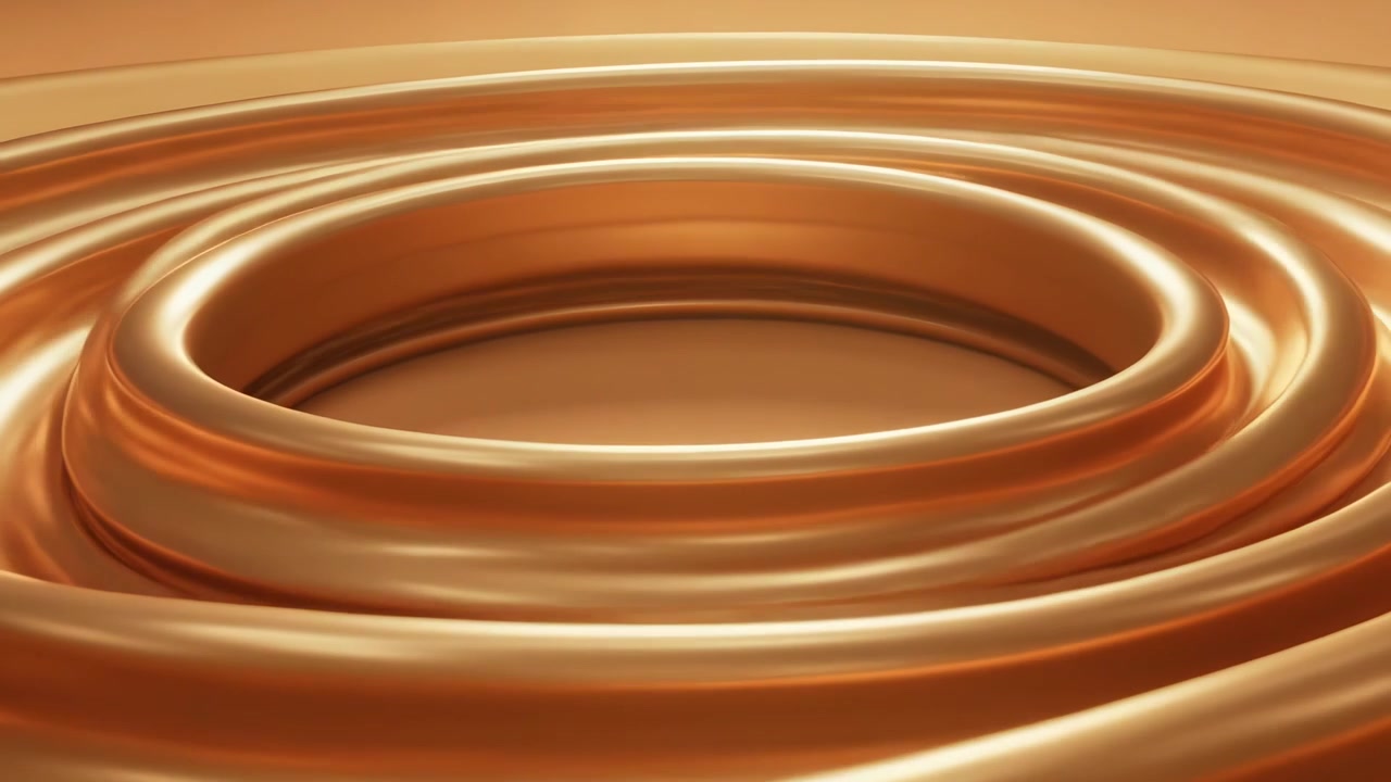 Telecamera in movimento che crea una superficie viscosa, formando anelli toroidali in studio mentre le increspature si fondono, illuminata d'ambra