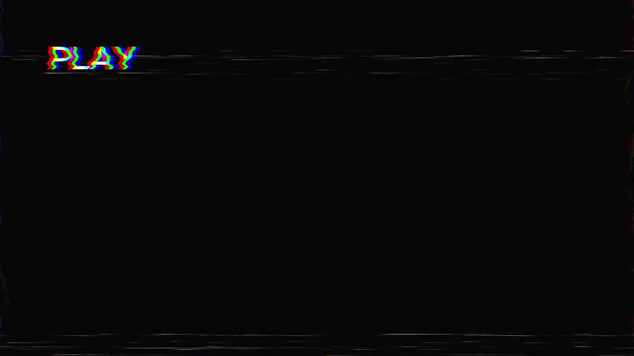 Schermata di riproduzione VHS con effetto glitch e statico