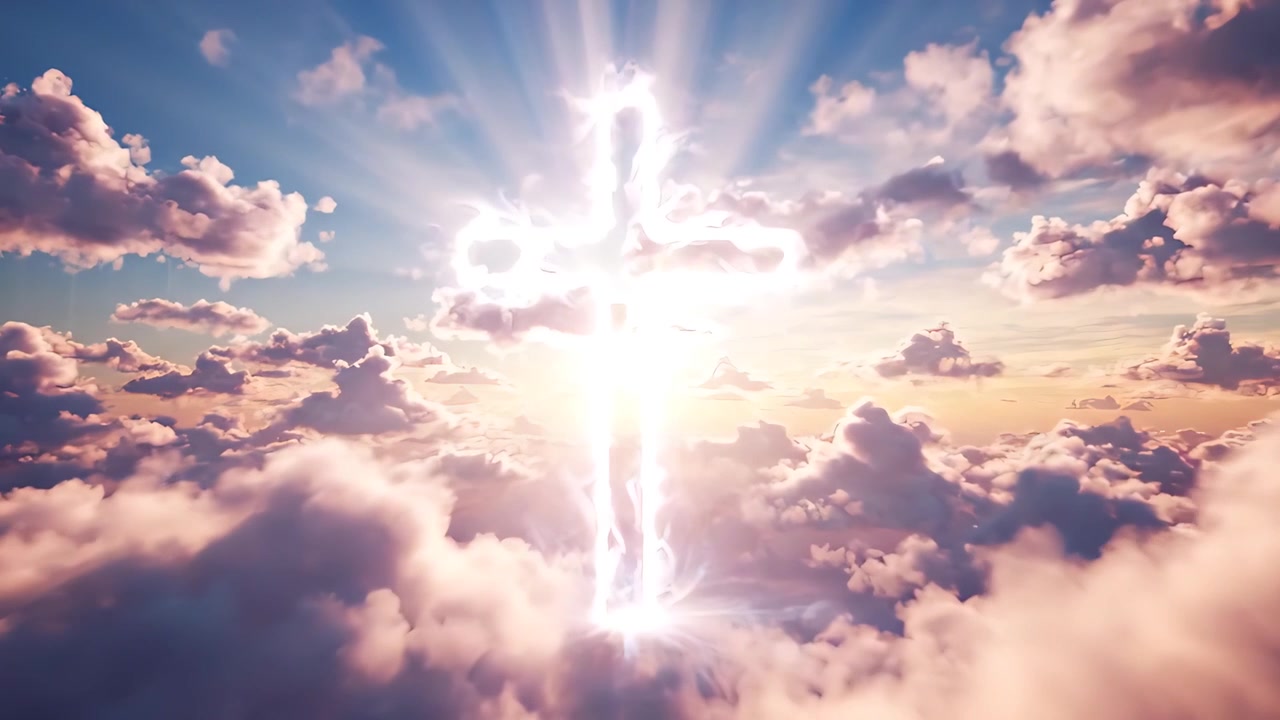 Sfondo per Adorazione 4K: Croce Cristiana e Luce Celeste