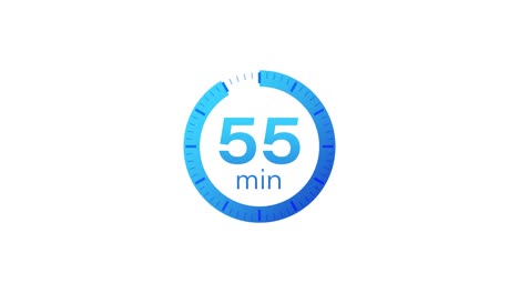 the 55 minutes timer. stopwatch icon in flat style. motion graphics.