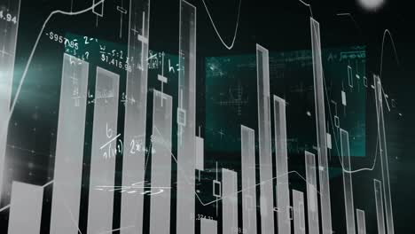 Animation-Der-Statistikaufzeichnung-über-Gleichungen-Auf-Bildschirmen