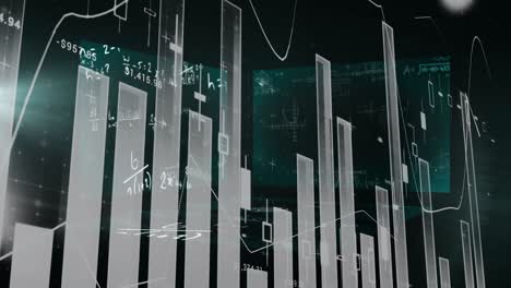 animation of statistics recording over equations on screens