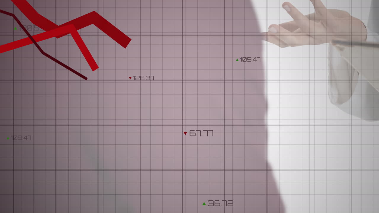그리드와 데이터 처리에 대한 빨간 선의 애니메이션