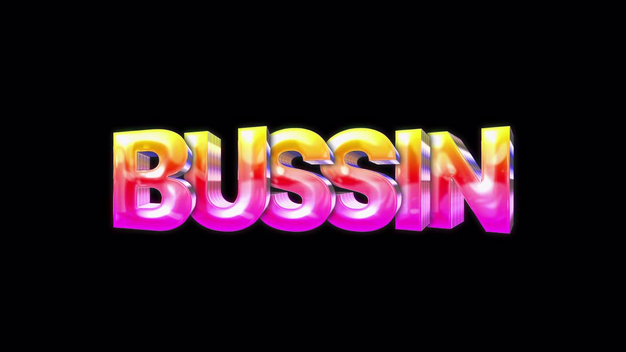 Animated Bussin Text with Vibrant Gradient Colors on Black Background