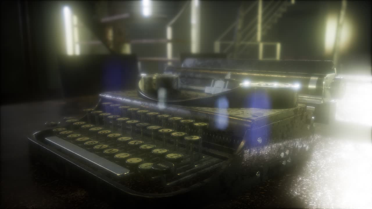 ретро пишущая машина в темноте