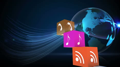 animación de iconos de las redes sociales en todo el mundo