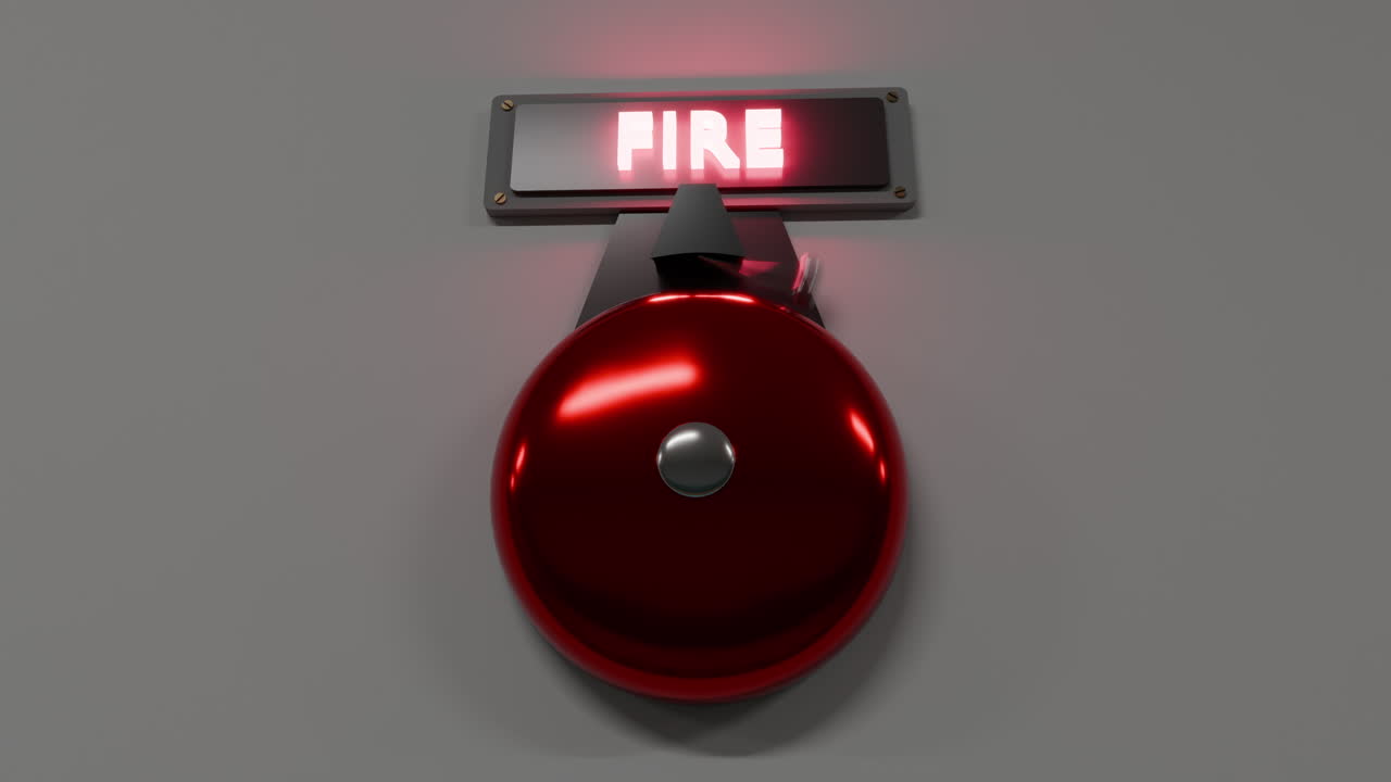 Fire Alarm Flashing Red Light Bell Ringing In A Building During Emergency