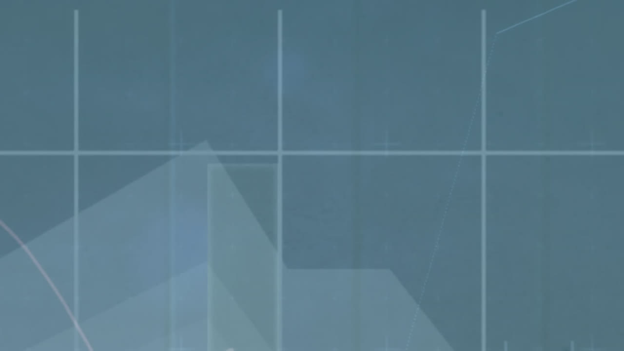 회색 배경에 대한 그리드 네트워크를 통해 통계 데이터 처리의 애니메이션