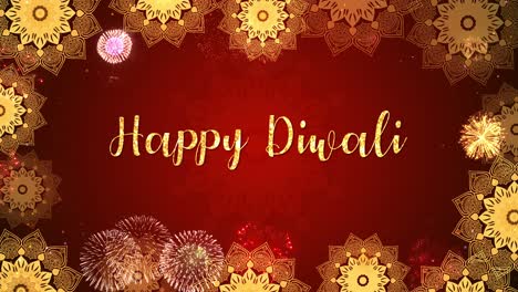 shubh diwali happy diwali greeting text with particles and sparks bokeh fireworks display 4k