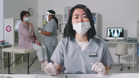 pov of female doctor giving online consultation