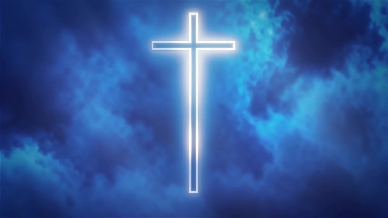 Croce Cristiana Luce Celestiale Sfondo per il Culto.