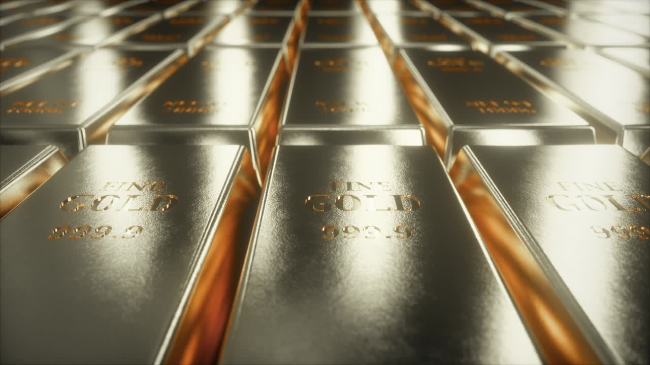 금 막대기 위의 슬라이딩 카메라 뷰의 무결 루프 4k 애니메이션