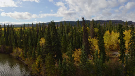 Lake-With-Fall-Colors-In-The-Forest-At-Daytime-In-British-Colombia,-Canada